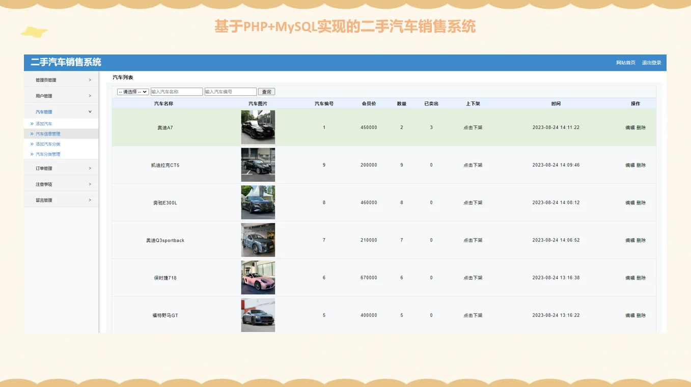 PHP二手汽车销售系统