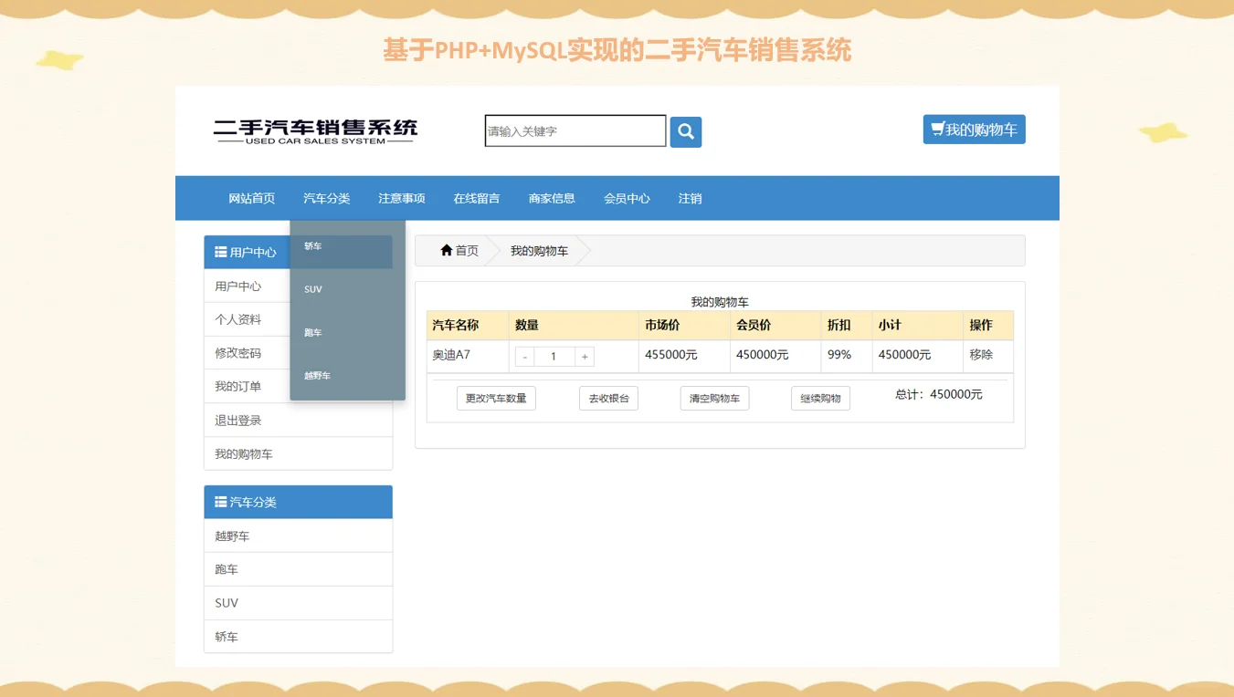 PHP二手汽车销售系统