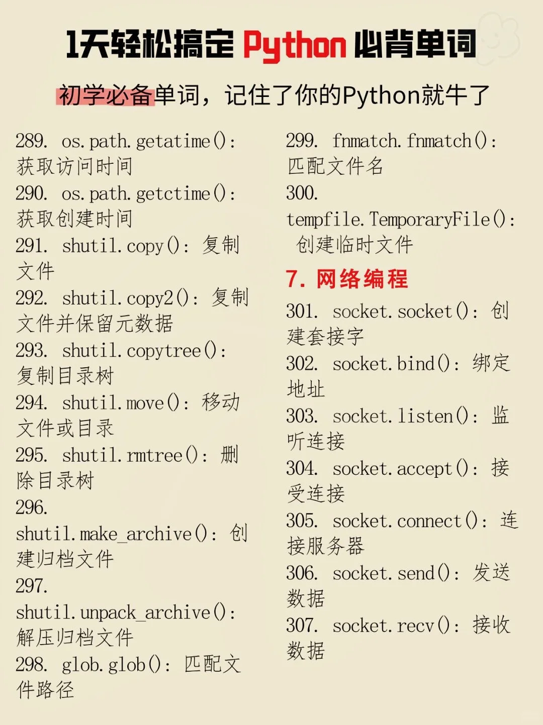 python常用关键字，熟记