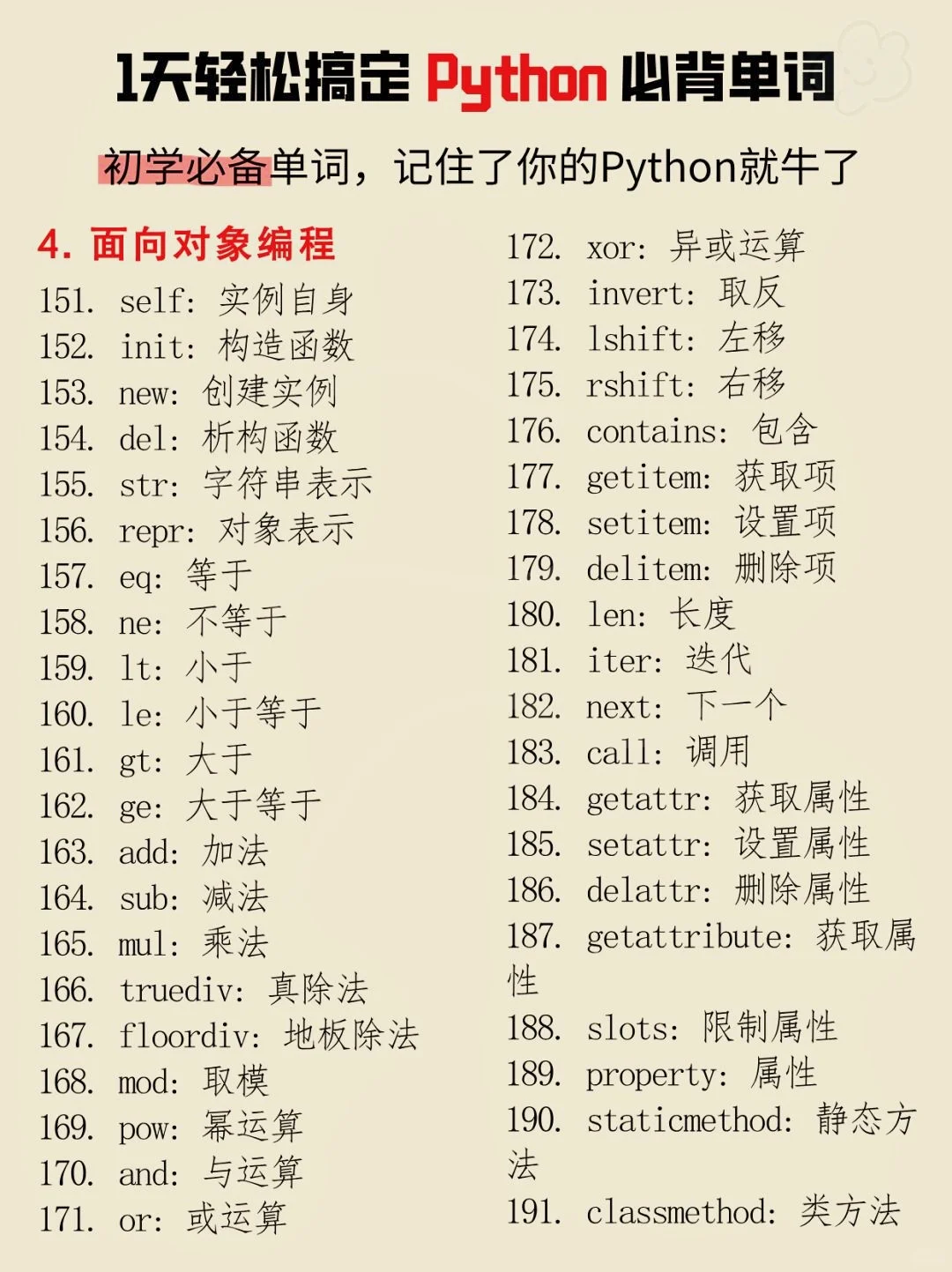 python常用关键字，熟记