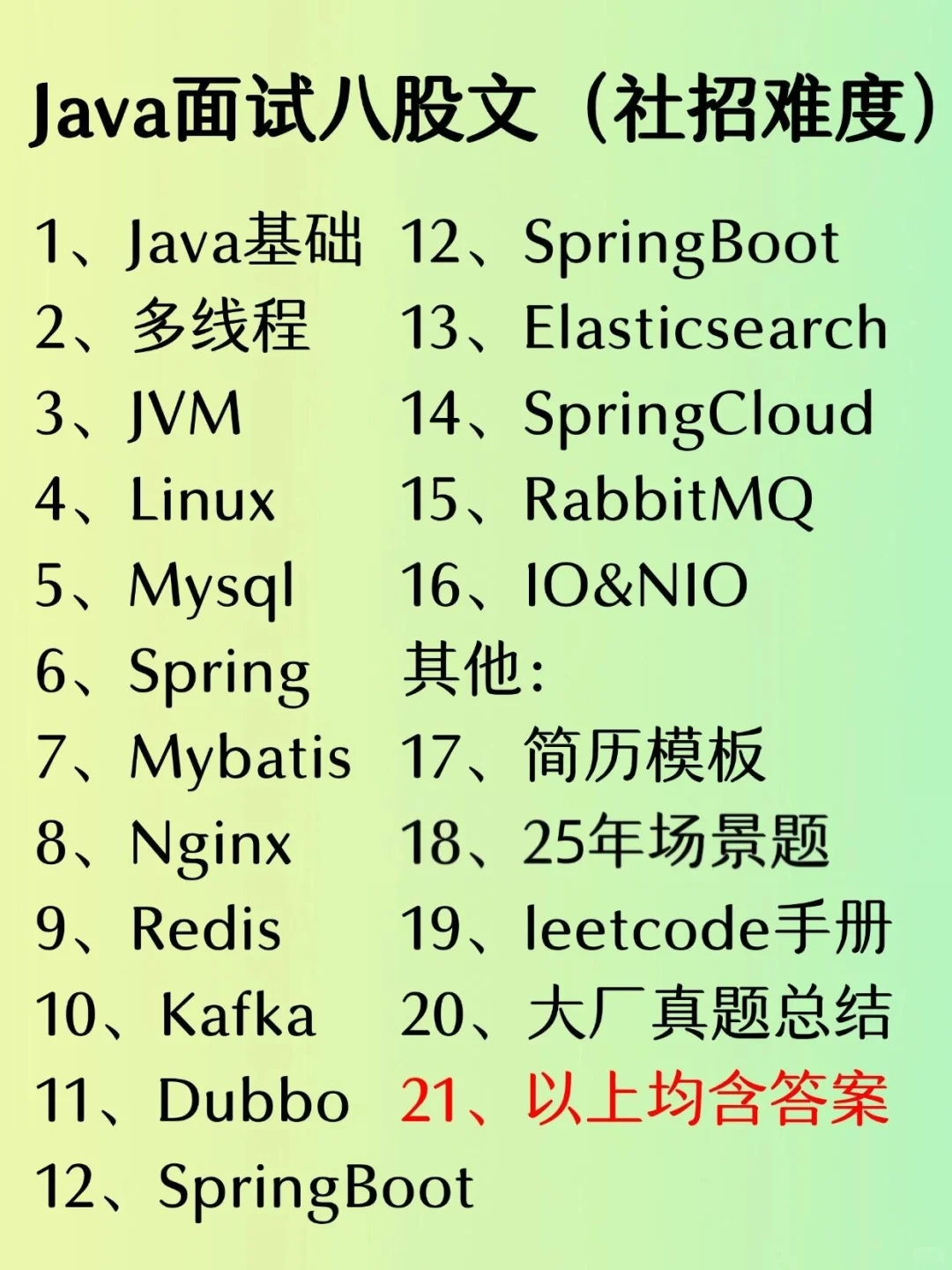 Java面试25年秋招必问，背完通过率（95%）