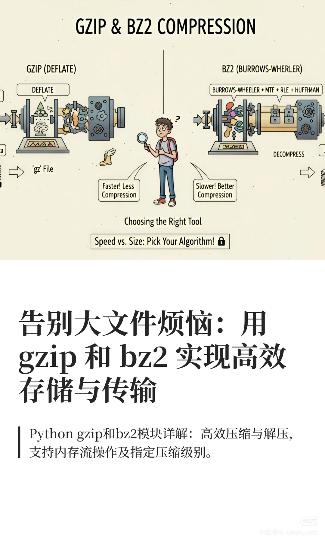 Python 文件压缩：gzip 和 bz2详解