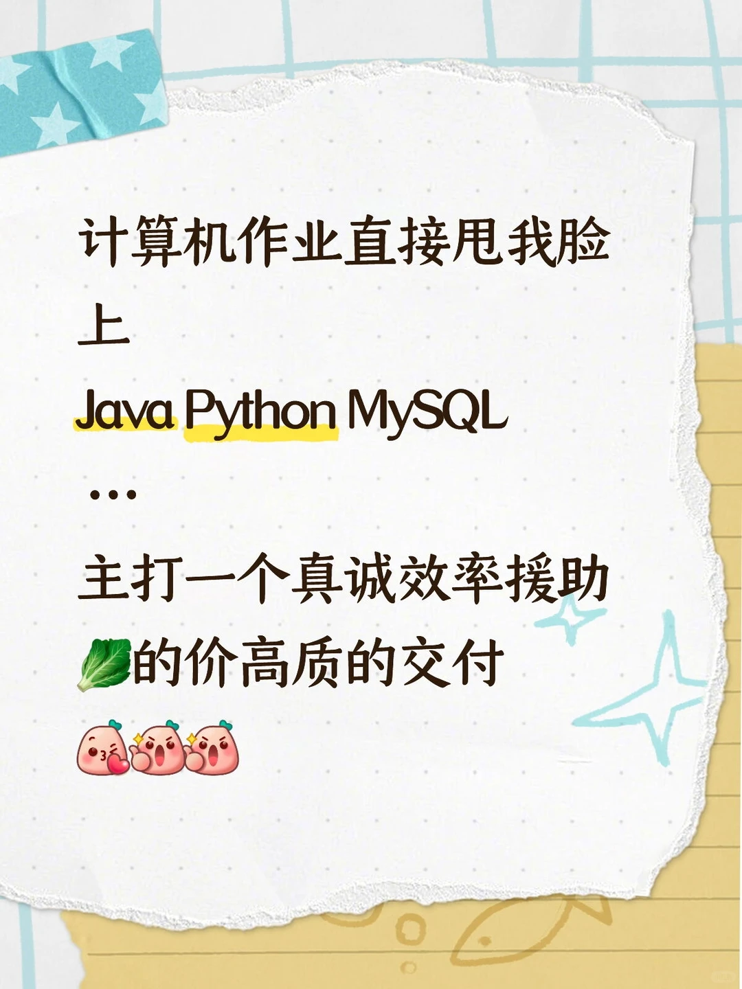 Java，Python...计算机作业来来来!