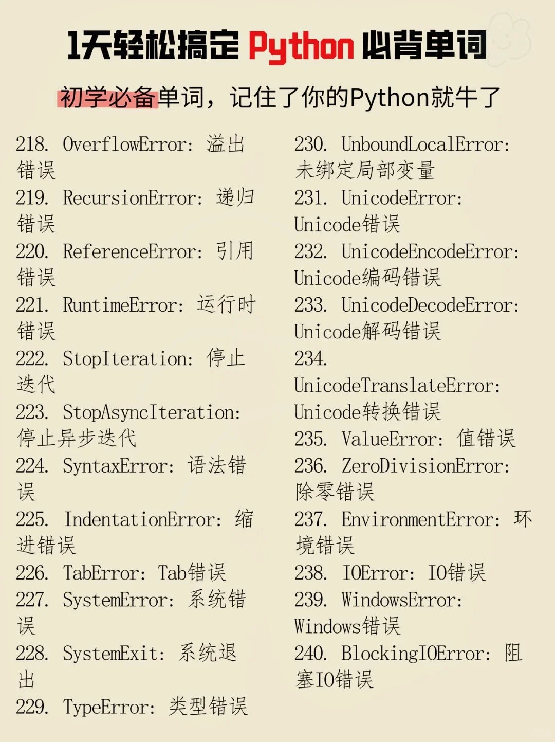 python常用关键字，熟记