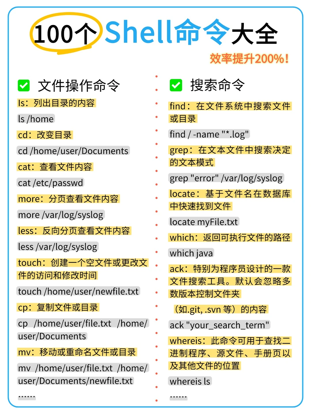 100个shell命令大全，真实用效率提升200%~