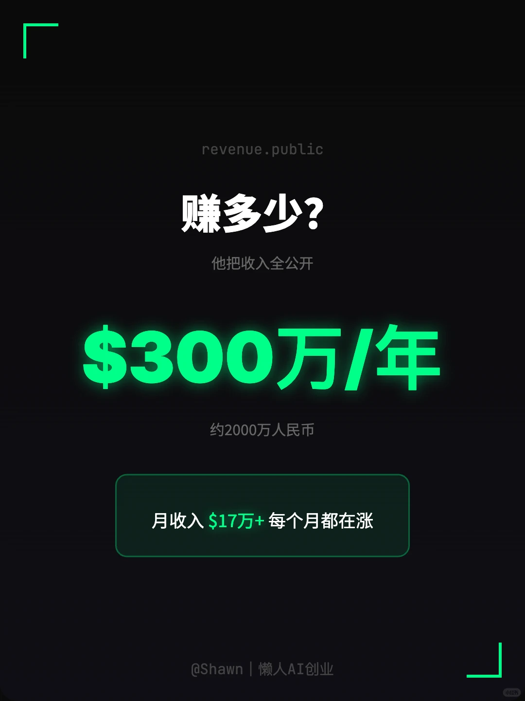 一个人，不融资，不招人，年赚2000万。