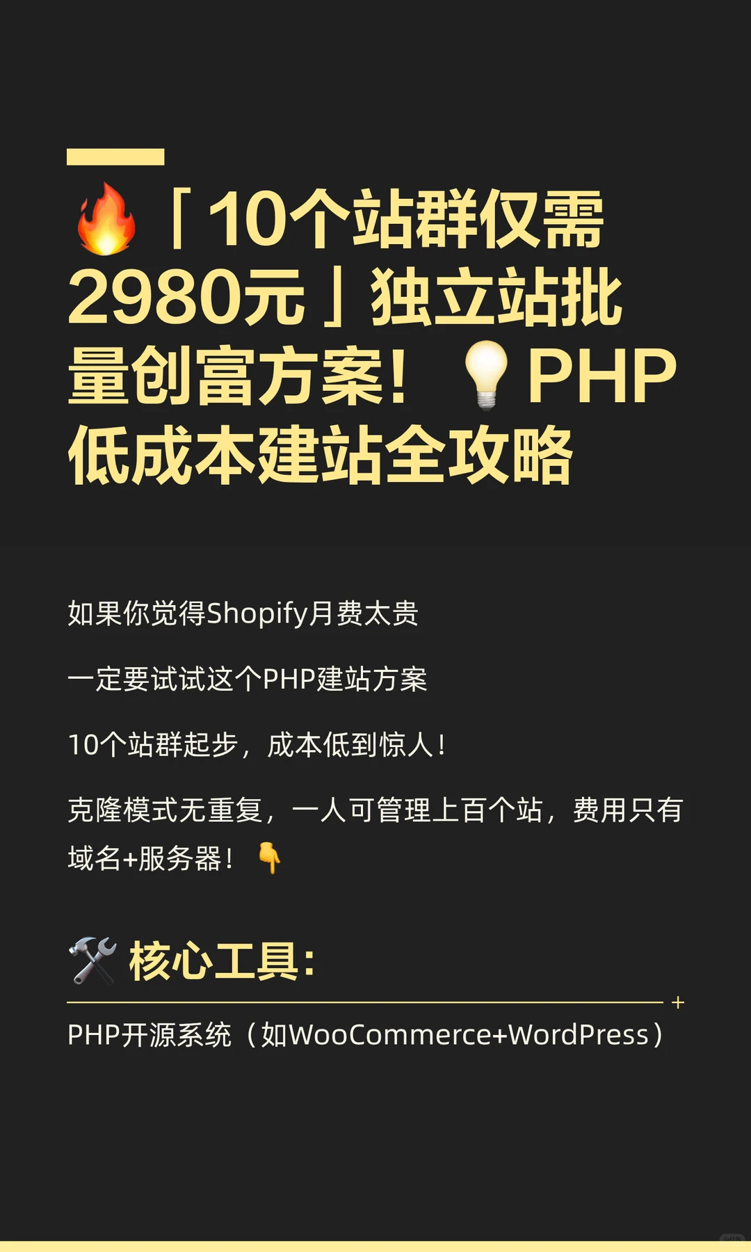 🔥「10个站群仅需2980元」独立站批量创富方