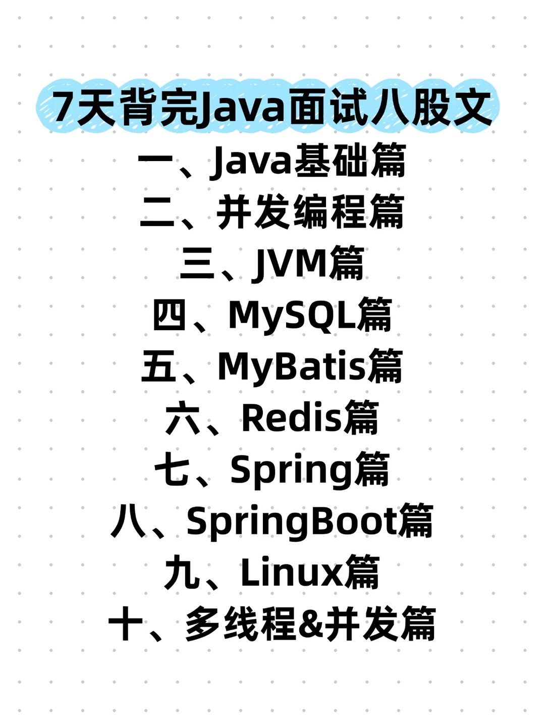 七天背完java八股文，轻松拿下工作offer！