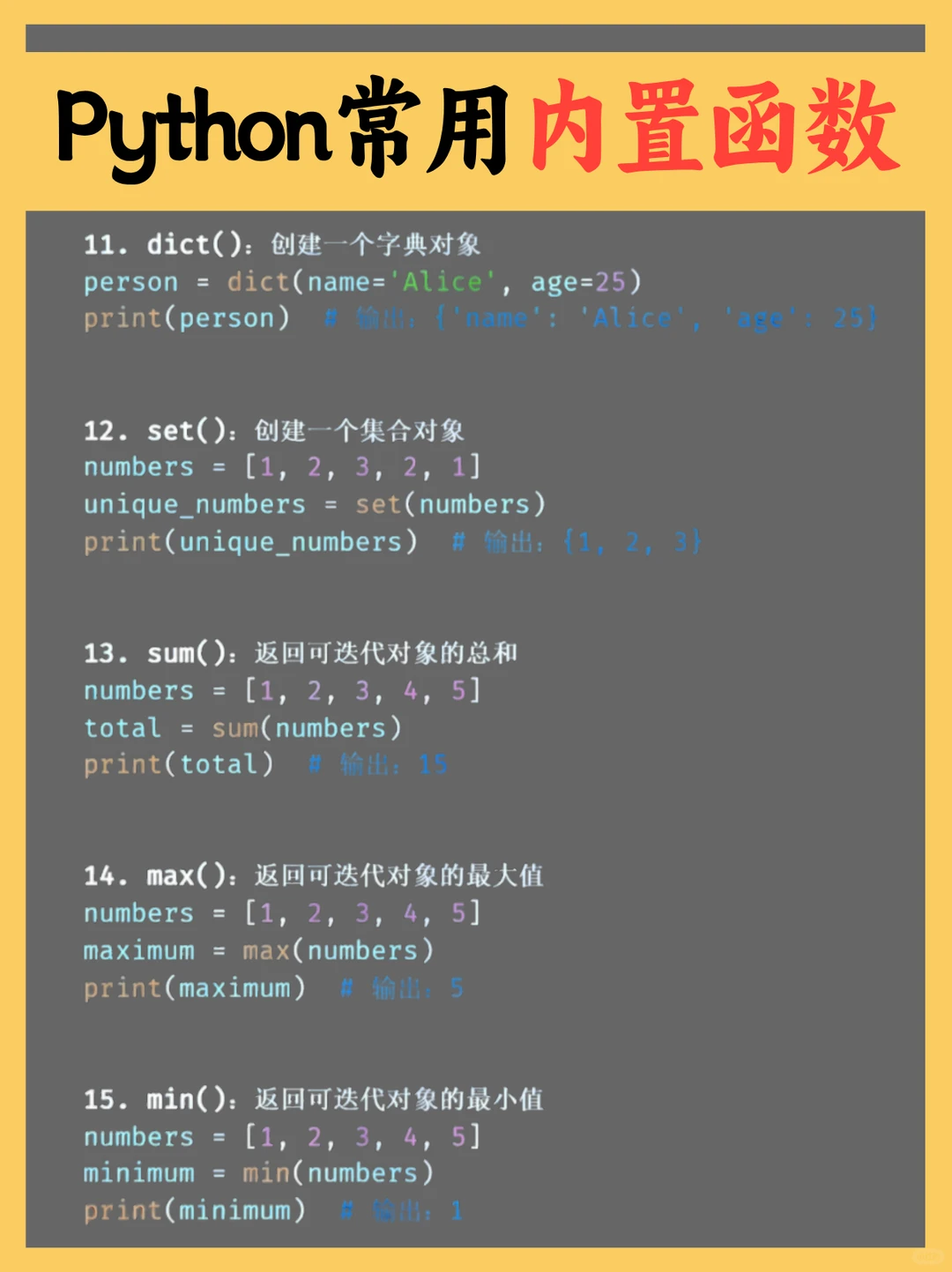 别死记硬背！Python内置函数整理（一）