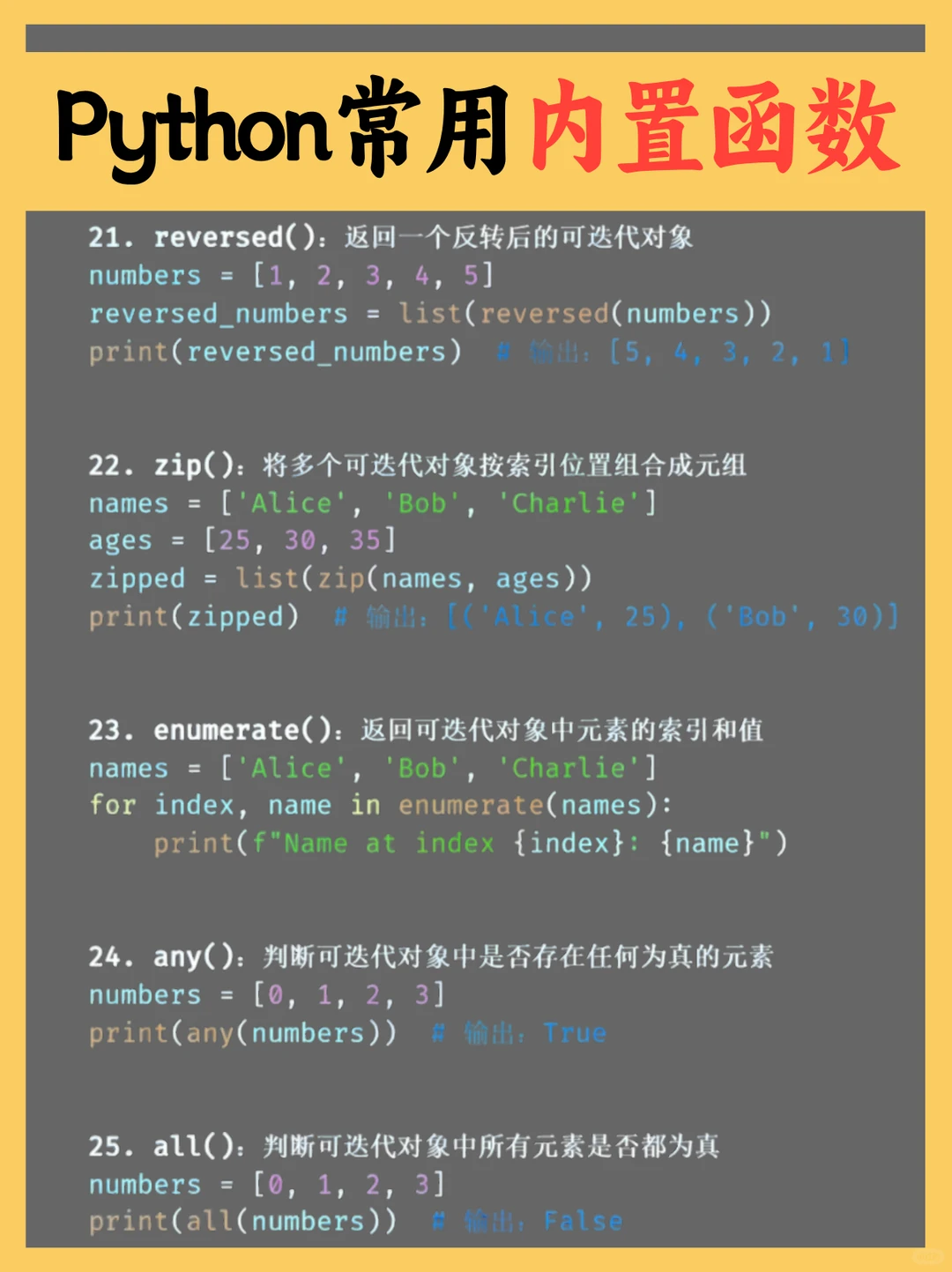 别死记硬背！Python内置函数整理（一）
