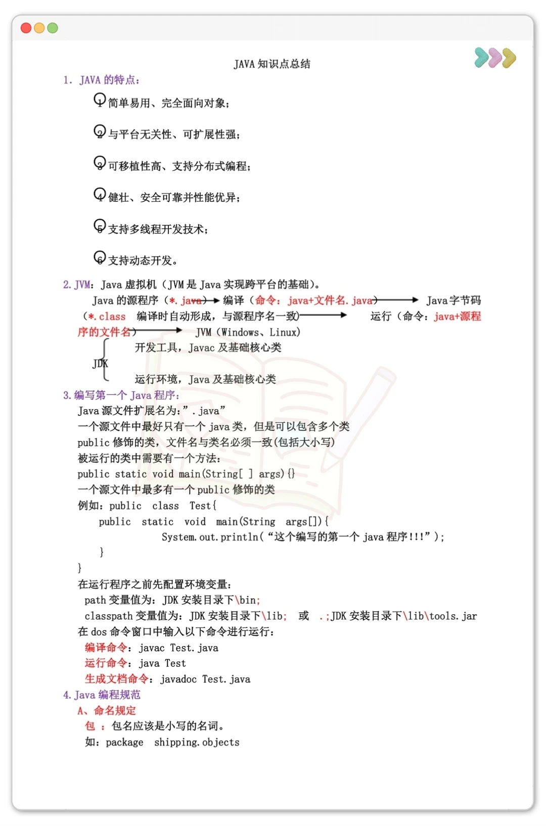 JAVA考试重点总结！