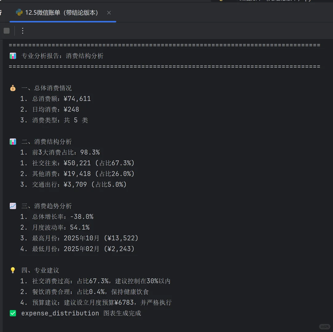 年终了，用python分析了2025年的微信账单
