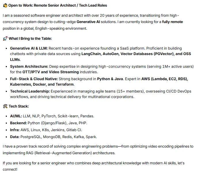 Senior Software Architect | 20+ Years XP