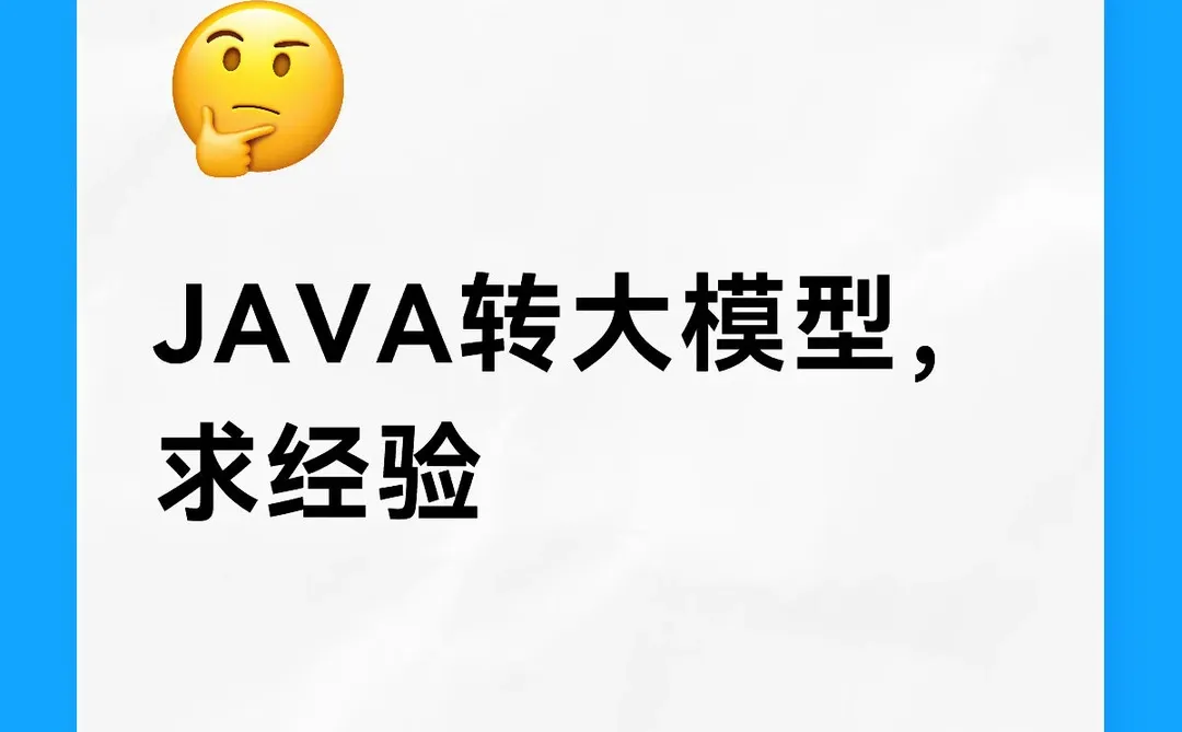 JAVA转大模型，求经验
