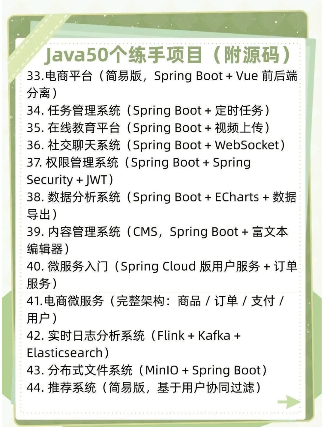 Java50个项目一周练完