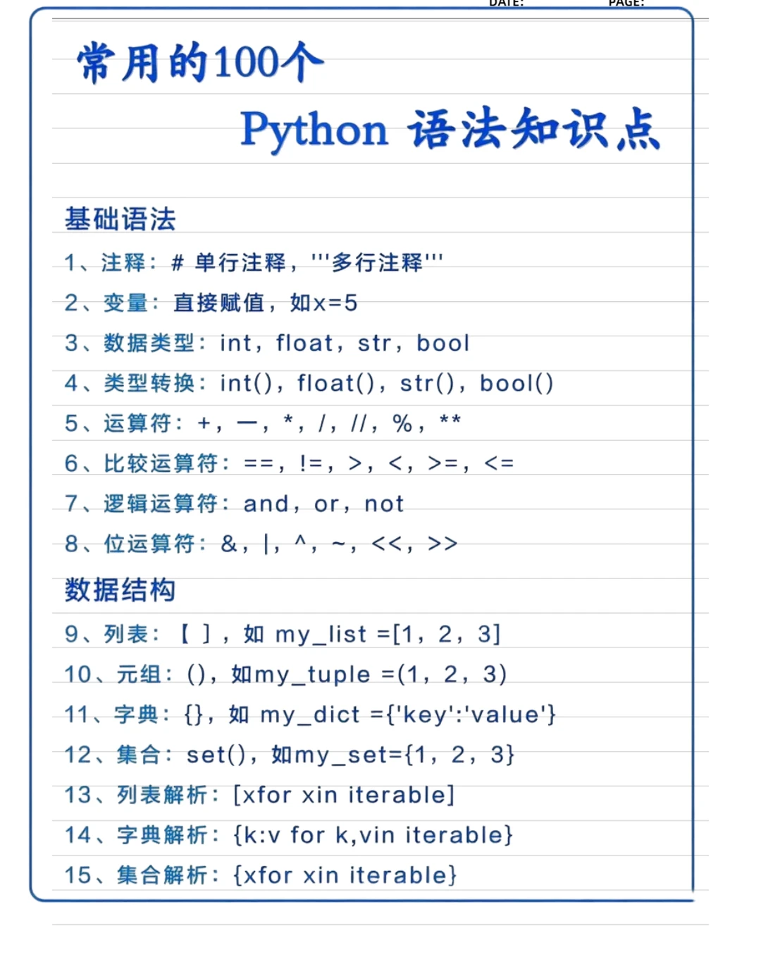 100 个 Python 基础语法（零门槛学）
