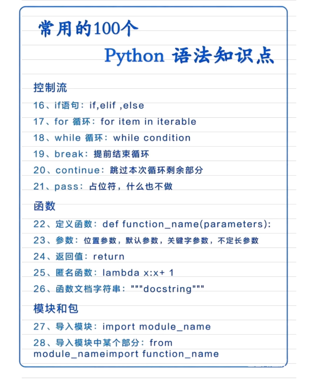 100 个 Python 基础语法（零门槛学）