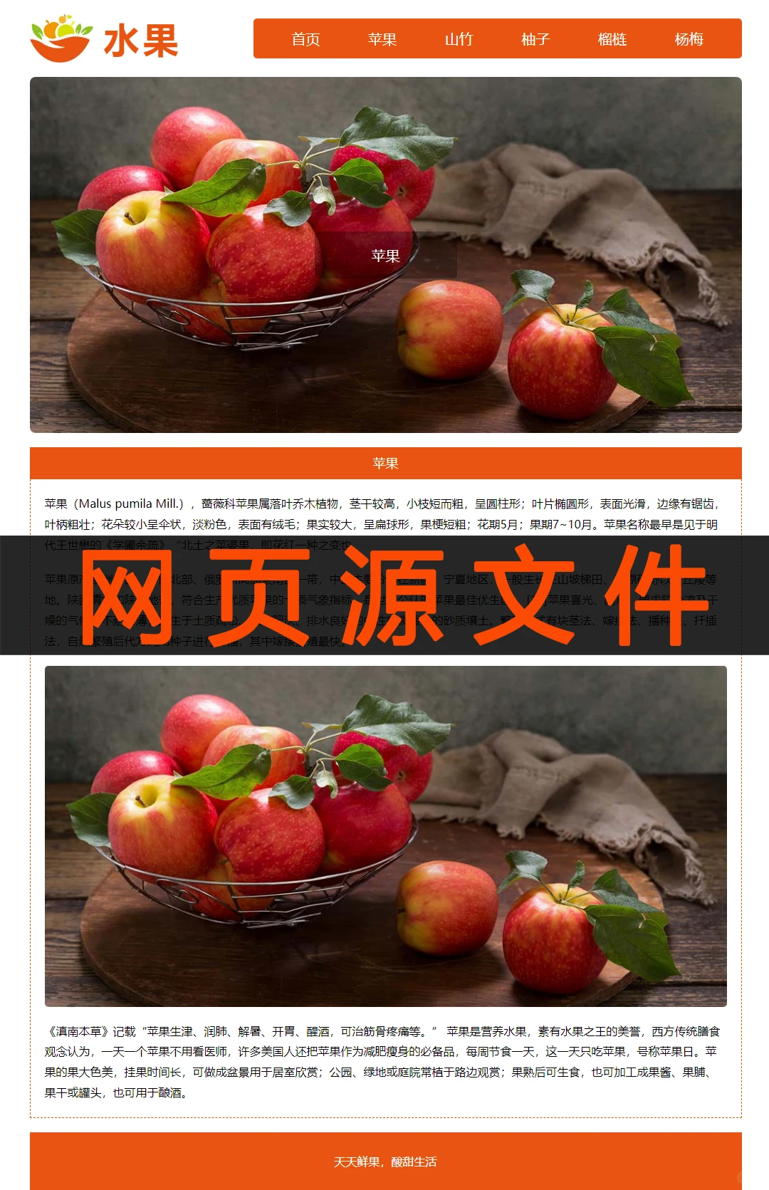 水果html网页设计制作模板网页源代码网页