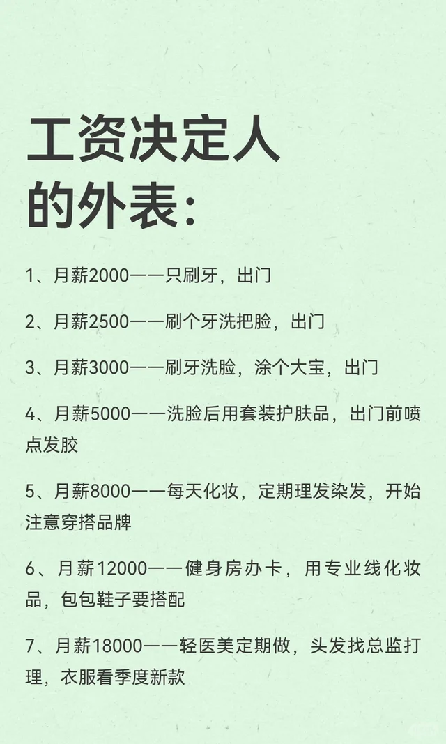 工资决定人的外表：