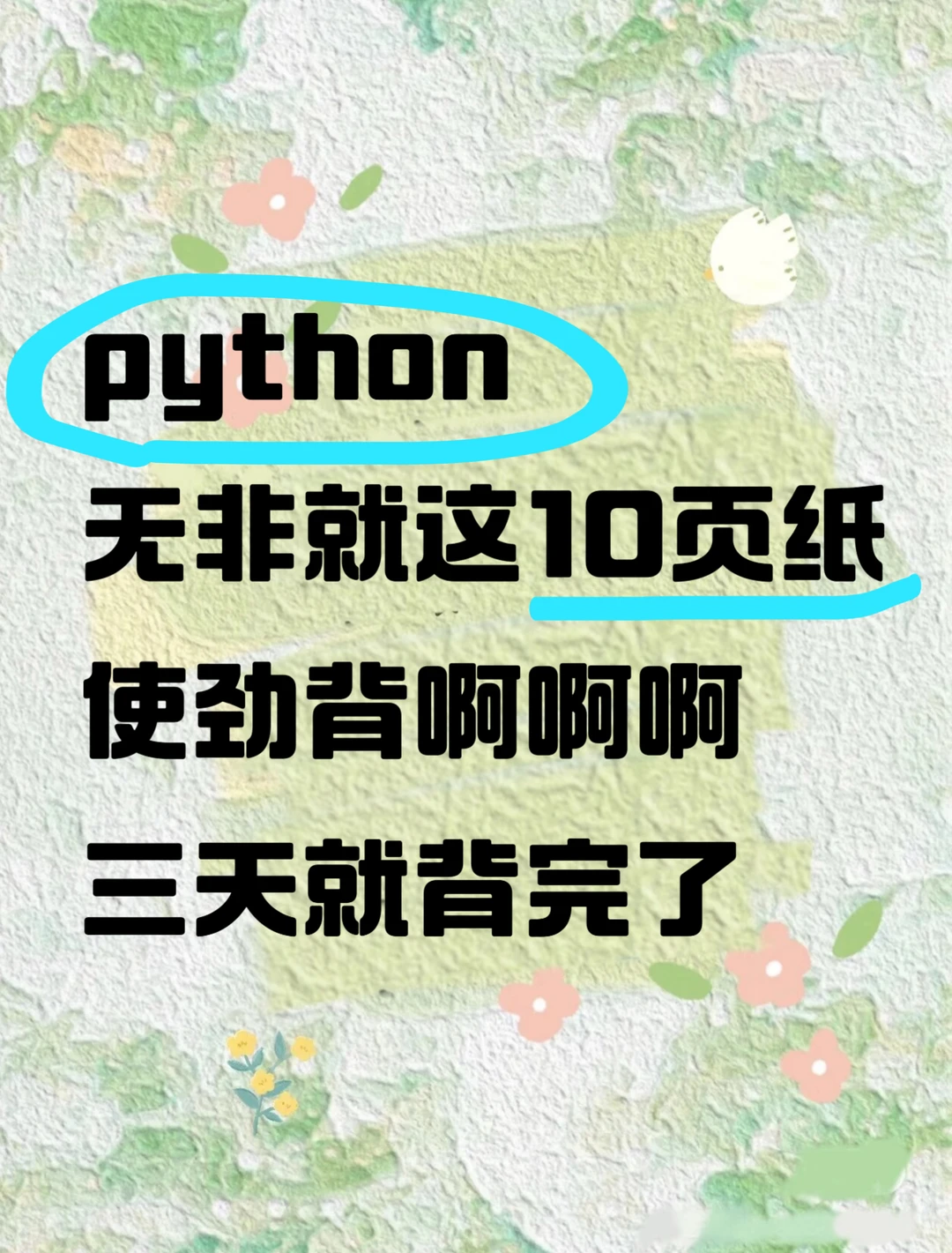python无非就这10页纸，三天就背完了！！