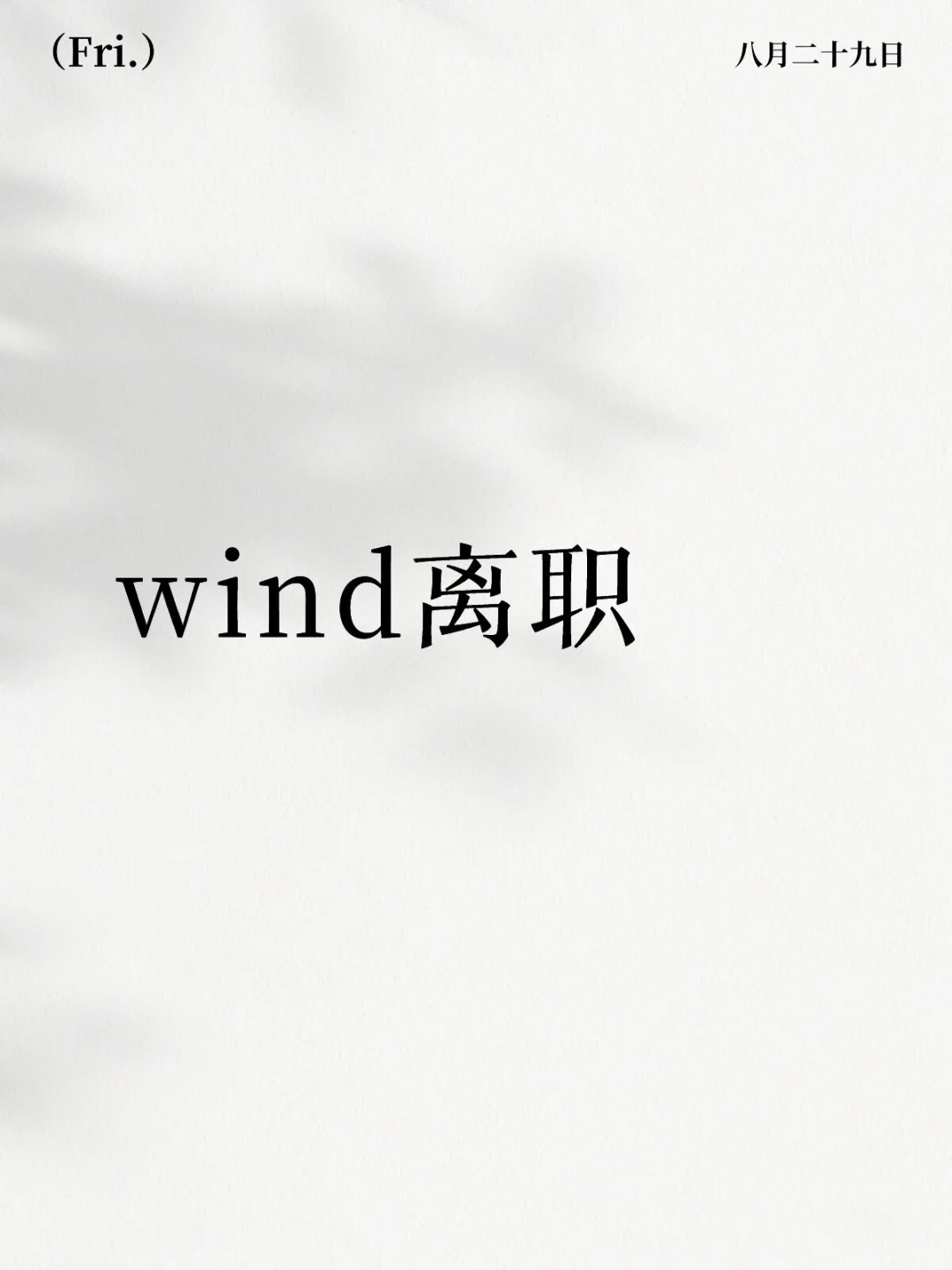 万得离职！开启新生活！