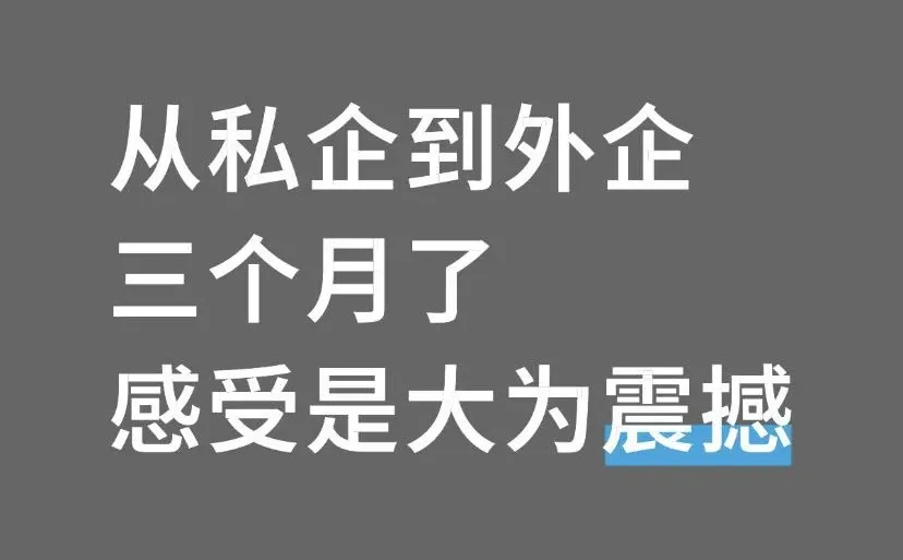 从私企到外企三个月了、感受是大为震撼