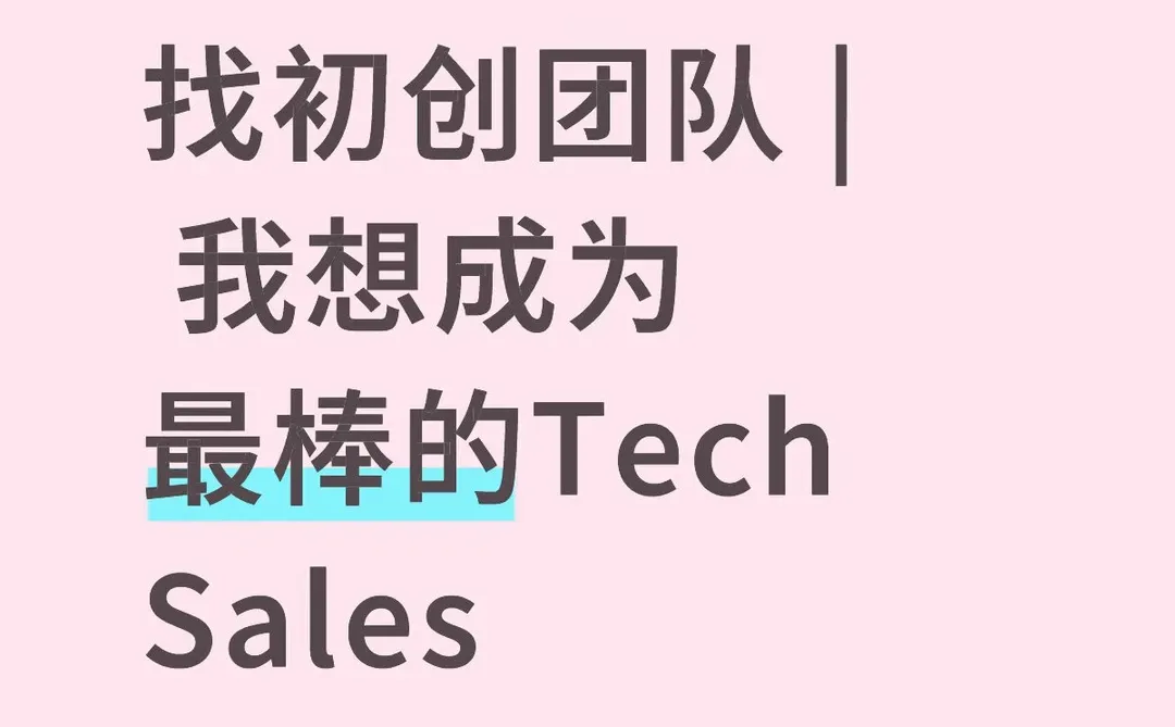 自荐 | 我想成为最棒的Tech Sale
