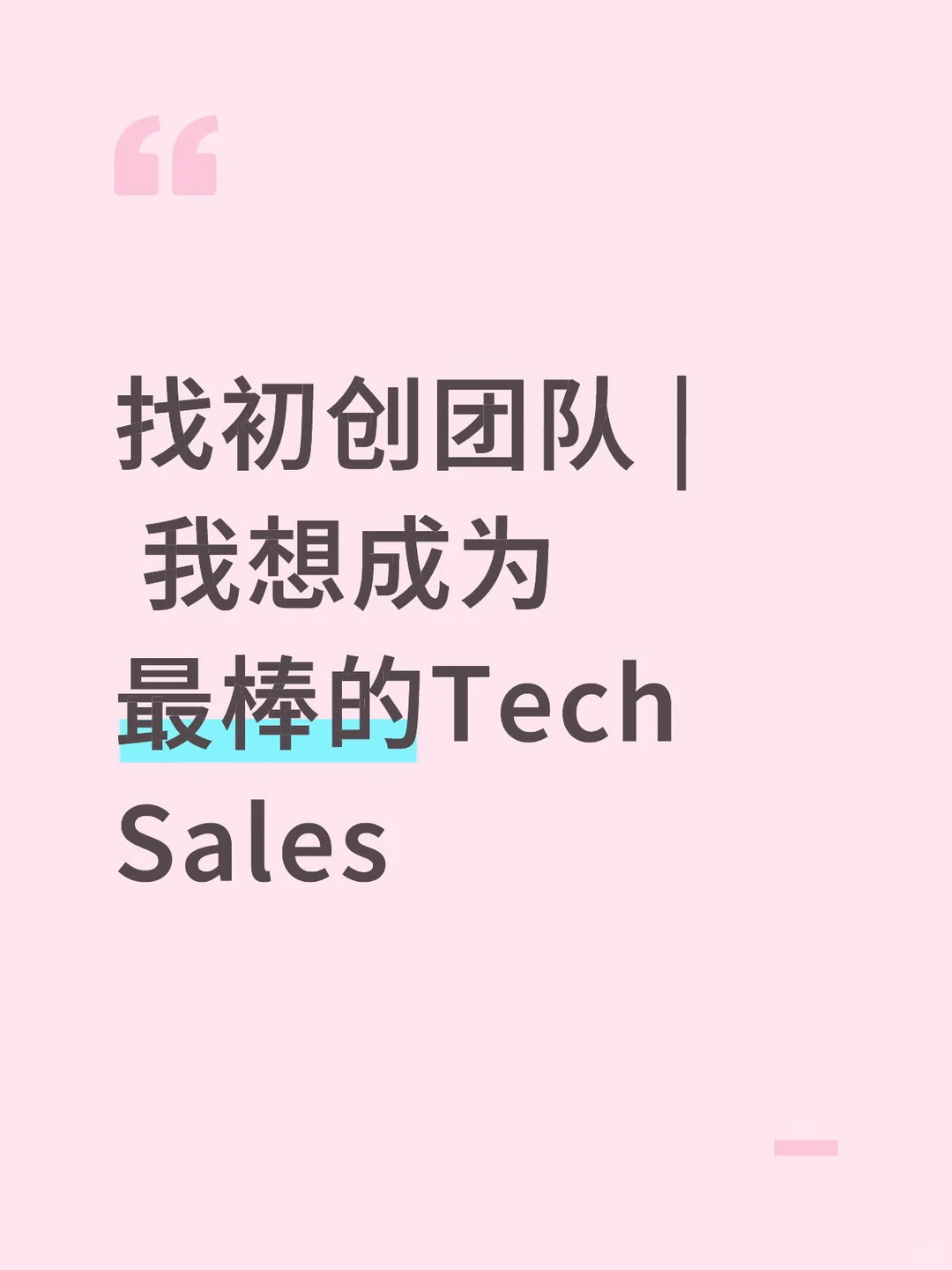 自荐 | 我想成为最棒的Tech Sale