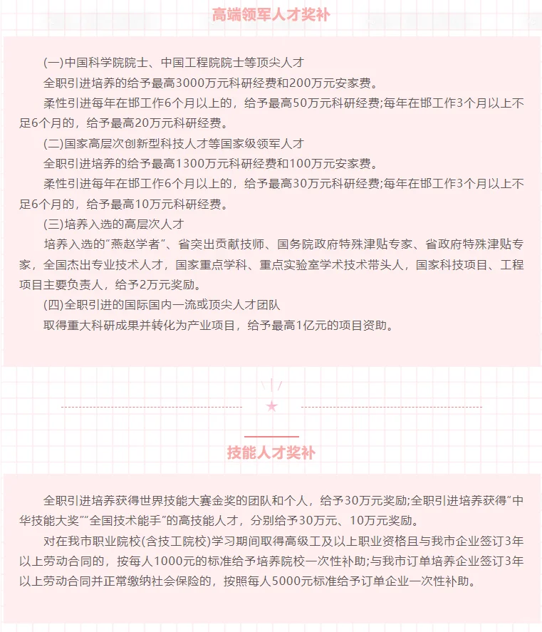 邯郸市人才补贴来啦~