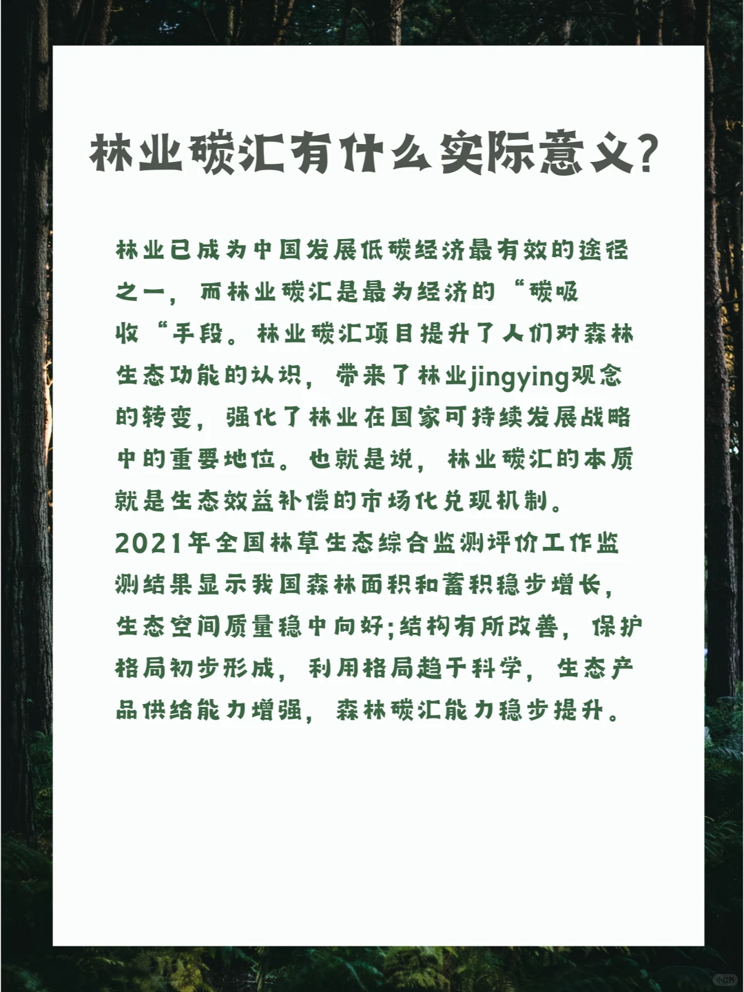 一分钟让你看懂如何开发林业碳汇的条件！