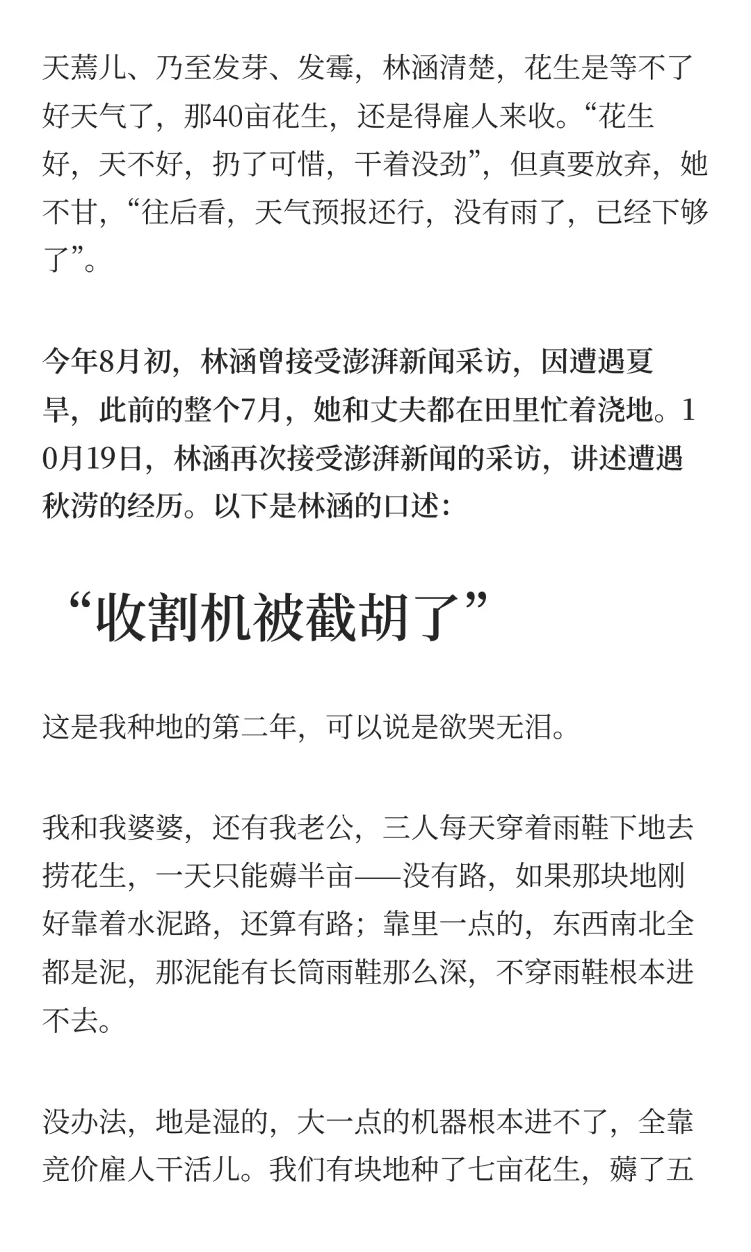 夏旱之后又秋涝，一位河南农户的花生抢收