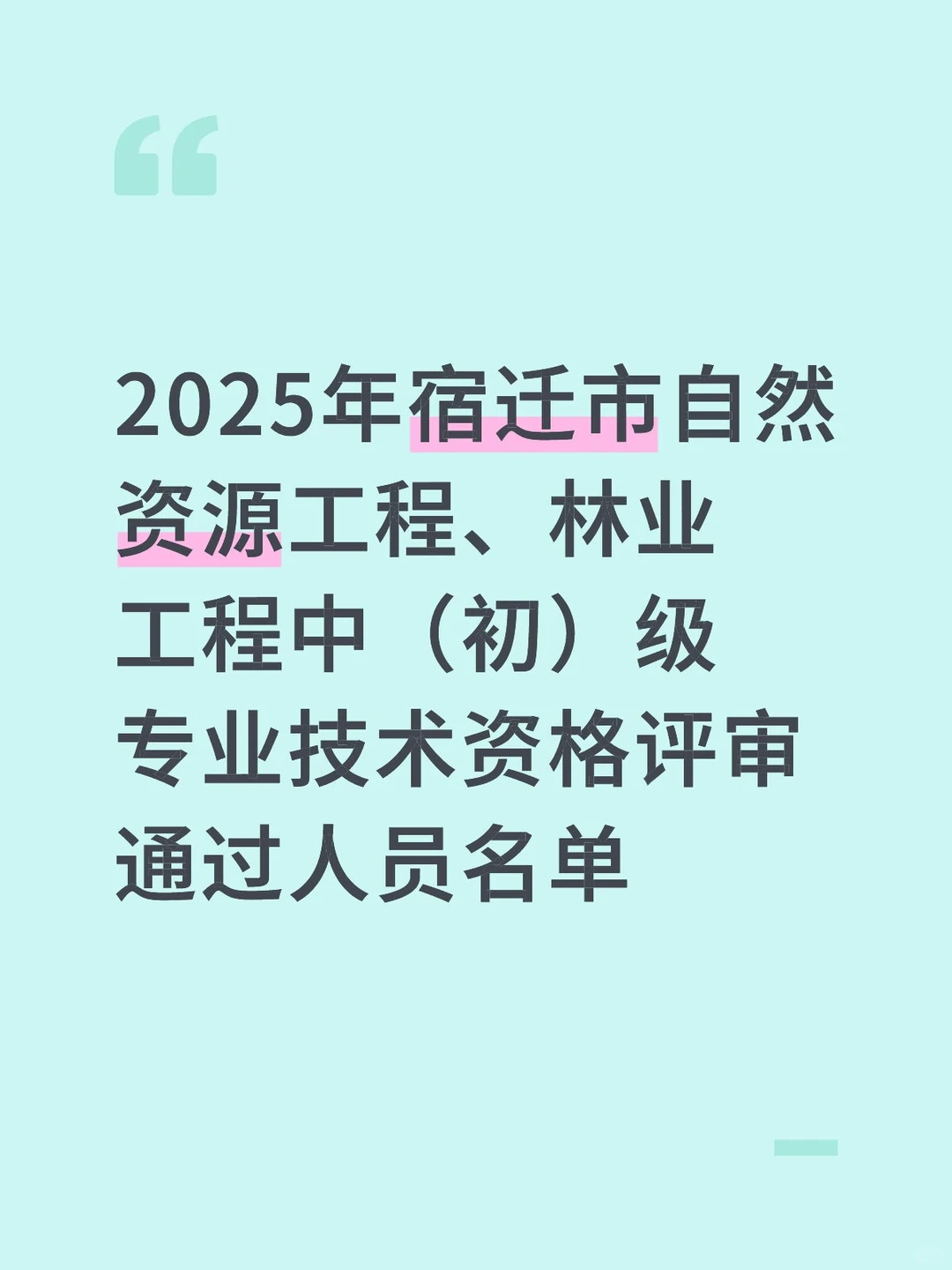 2025年宿迁市自然资源工程、林业工程中（初