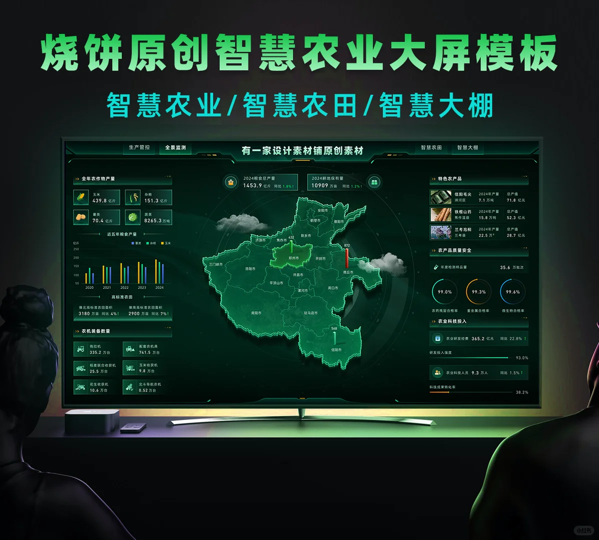 绿色智慧农业大棚农田可视化大屏模板分享