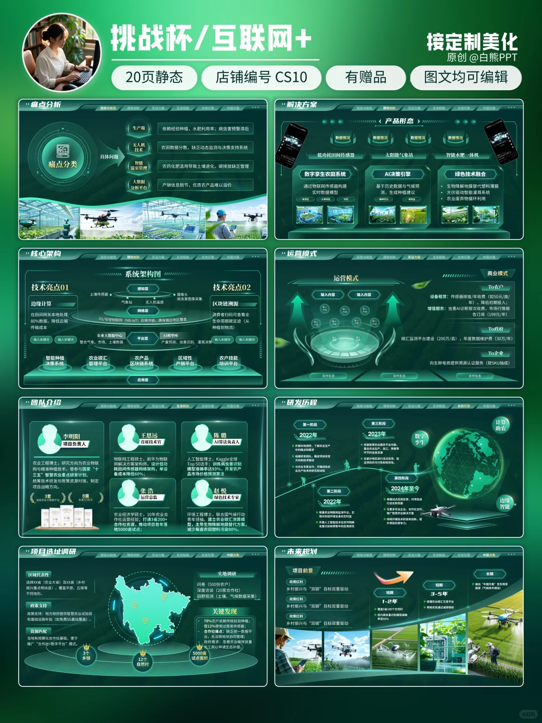 🔥评委点赞加分！绿色科技风智慧农业PPT