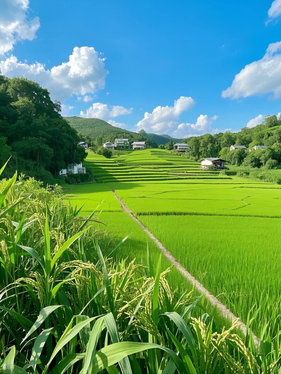 金秋稻浪，丰收在望，美丽的乡村风光