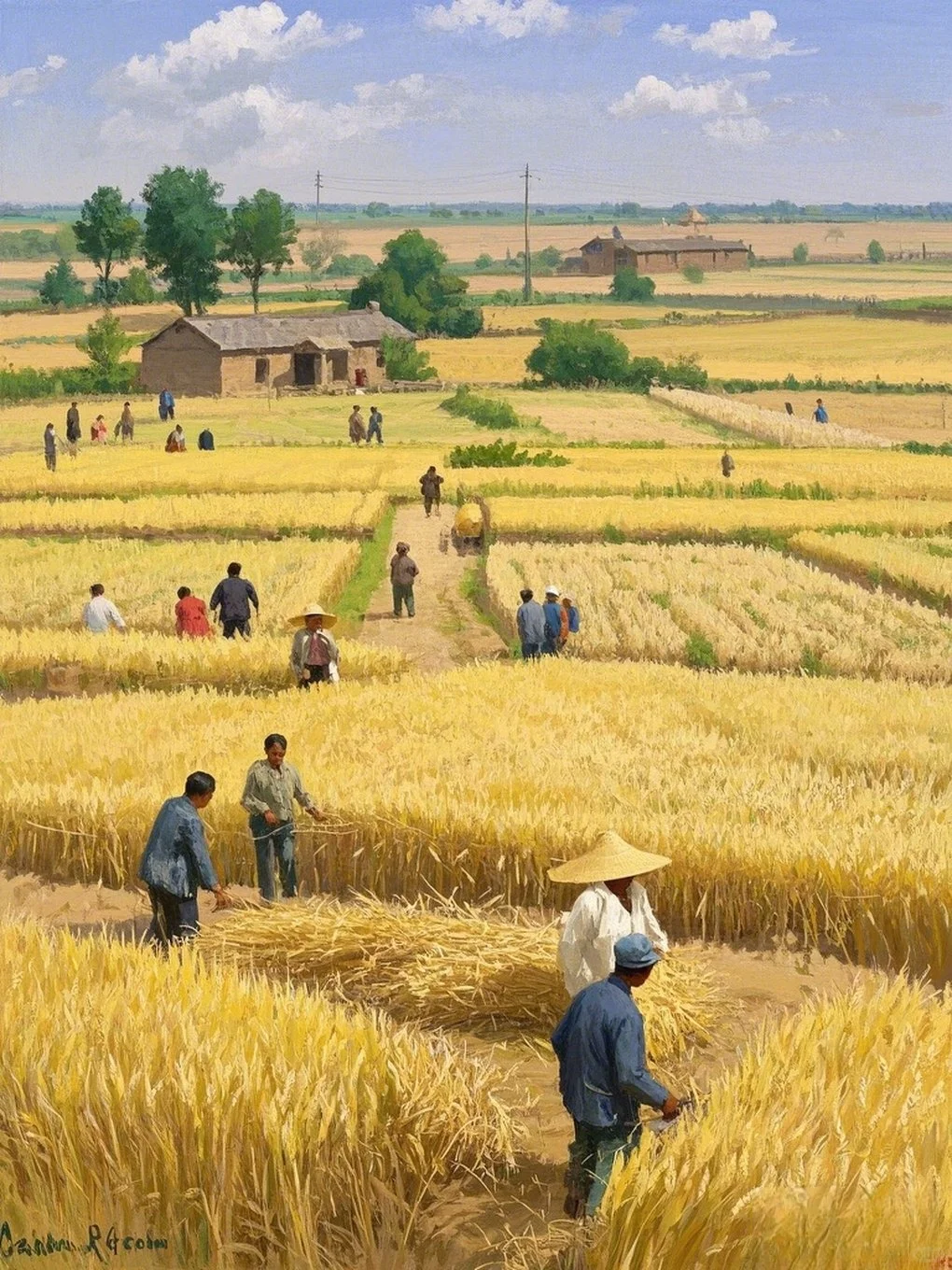小时候农村收麦子的场景