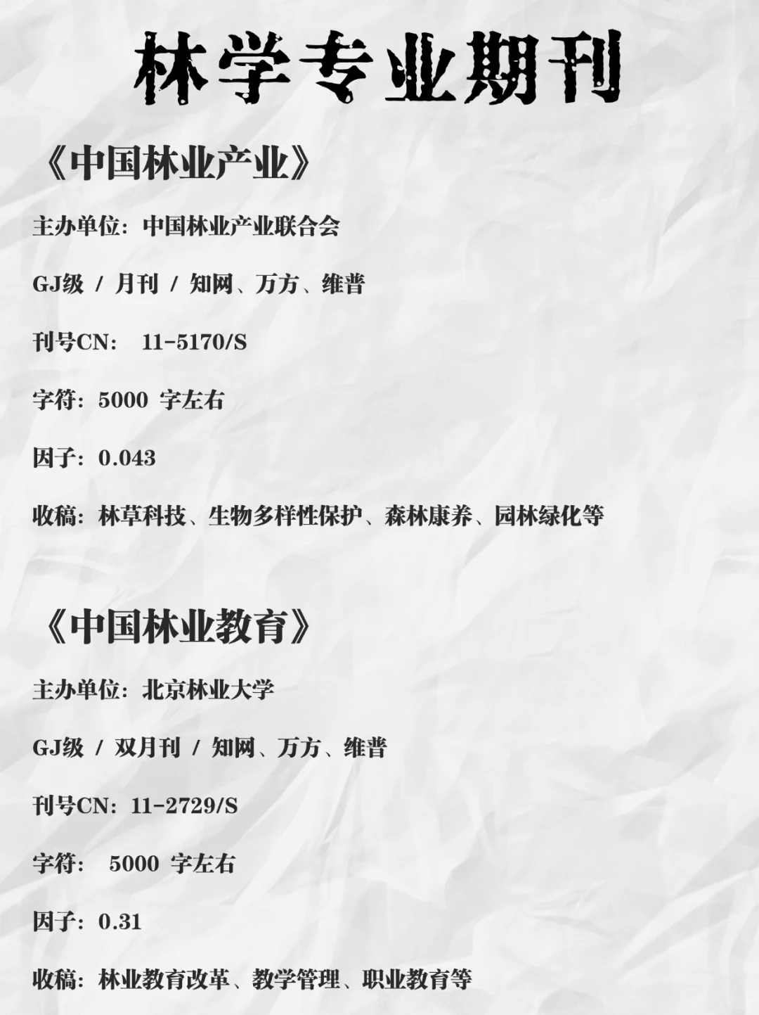 林学专业存下吧！很难找齐的！