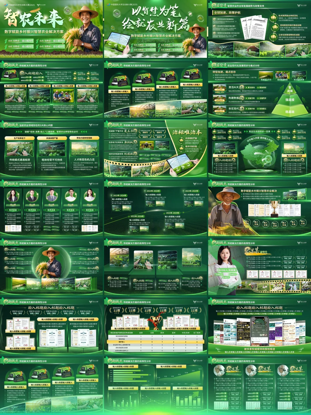 绿色高端国金版科技农业挑战杯创赛PPT模版