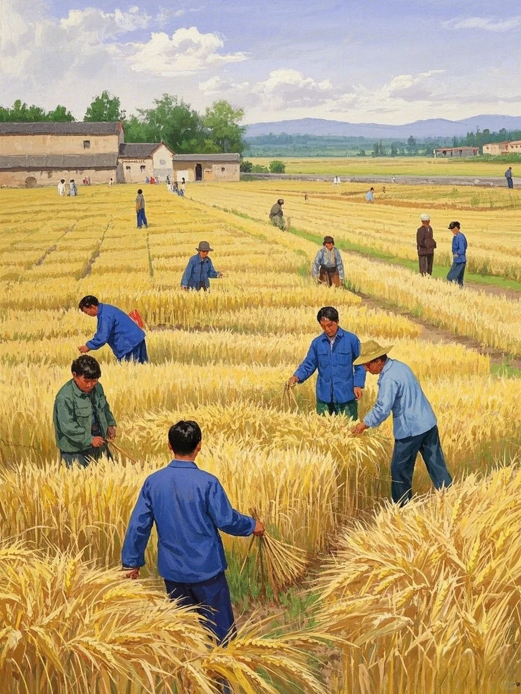 小时候农村收麦子的场景