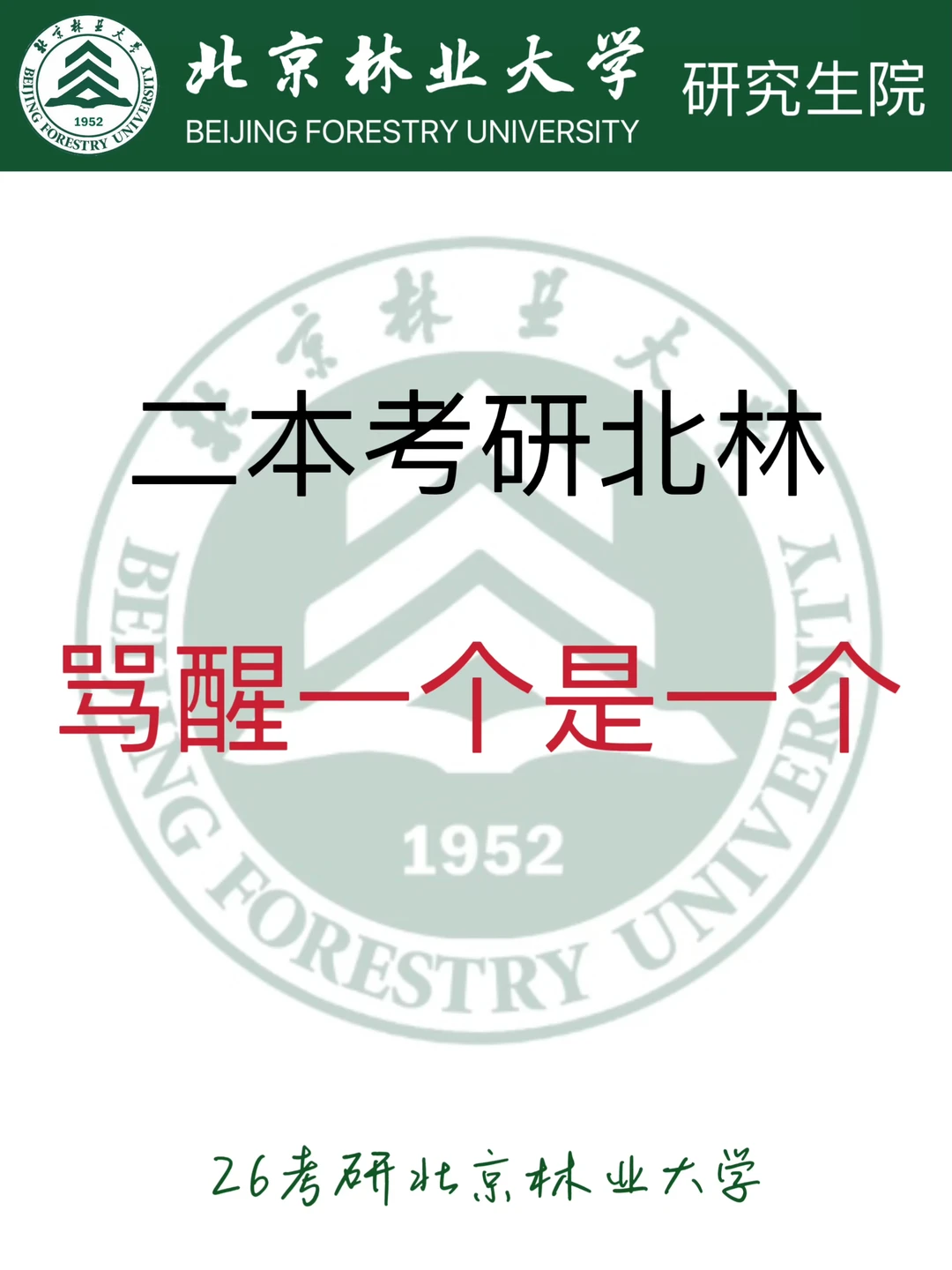 26考研北京林业大学，骂醒一个是一个