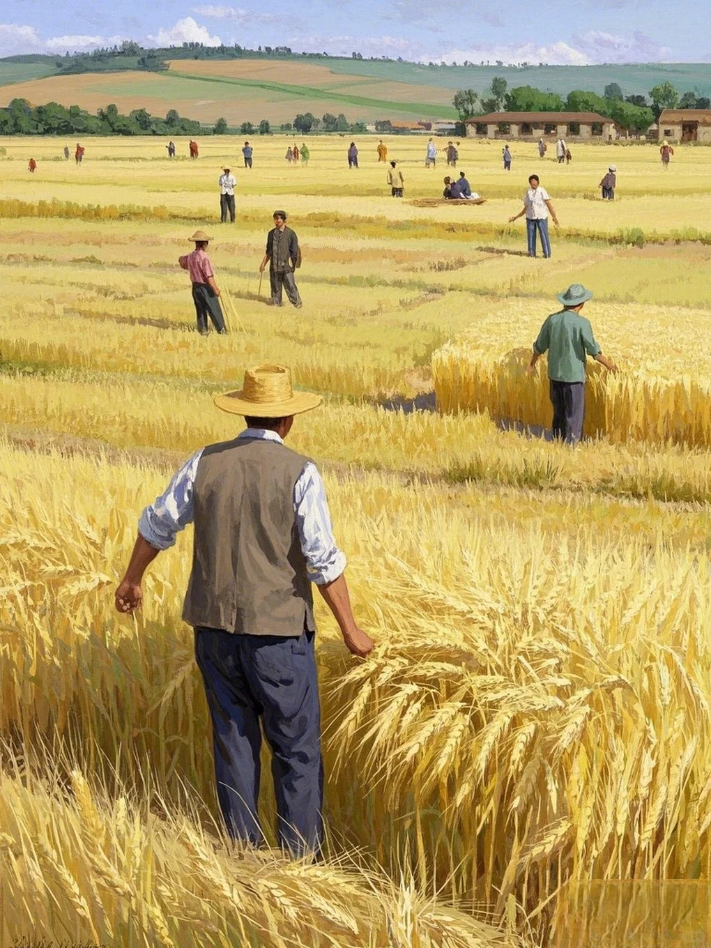 小时候农村收麦子的场景