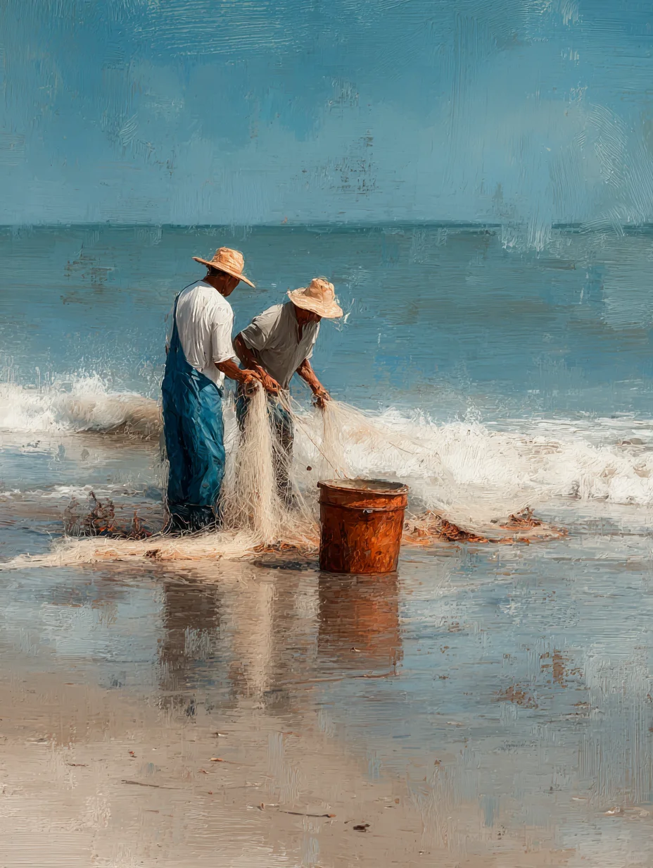 海之劳作：渔民补网的日常与坚守