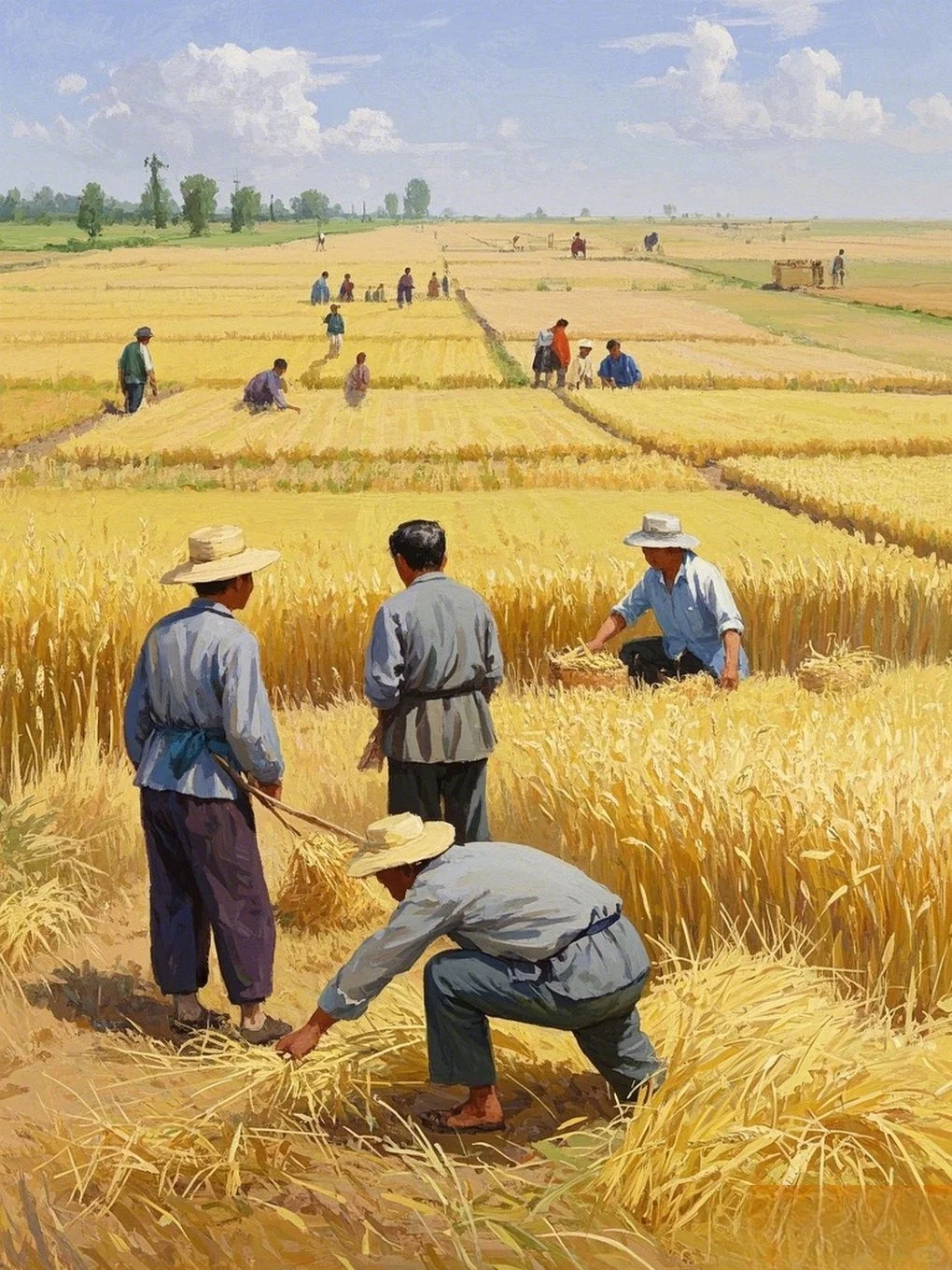 小时候农村收麦子的场景