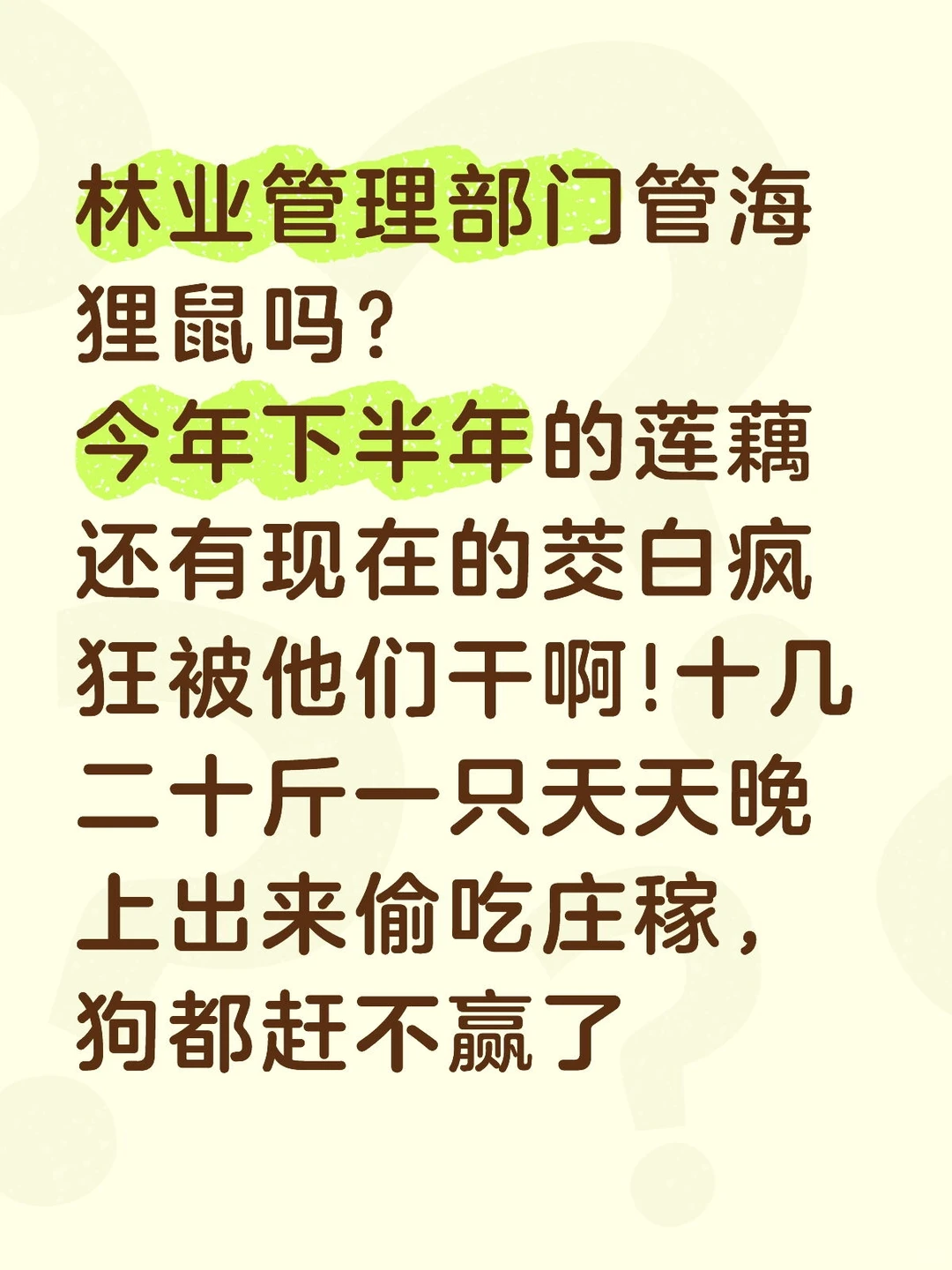 林业管理部门管海狸鼠吗？