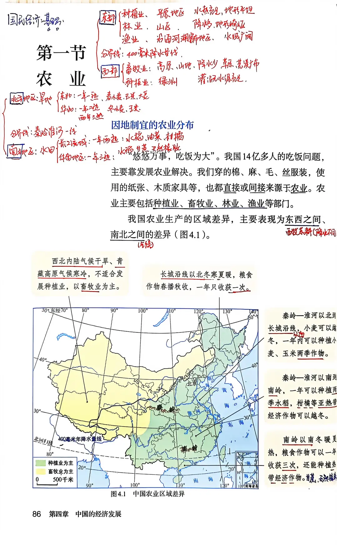 新人教版八年级上册地理农业笔记
