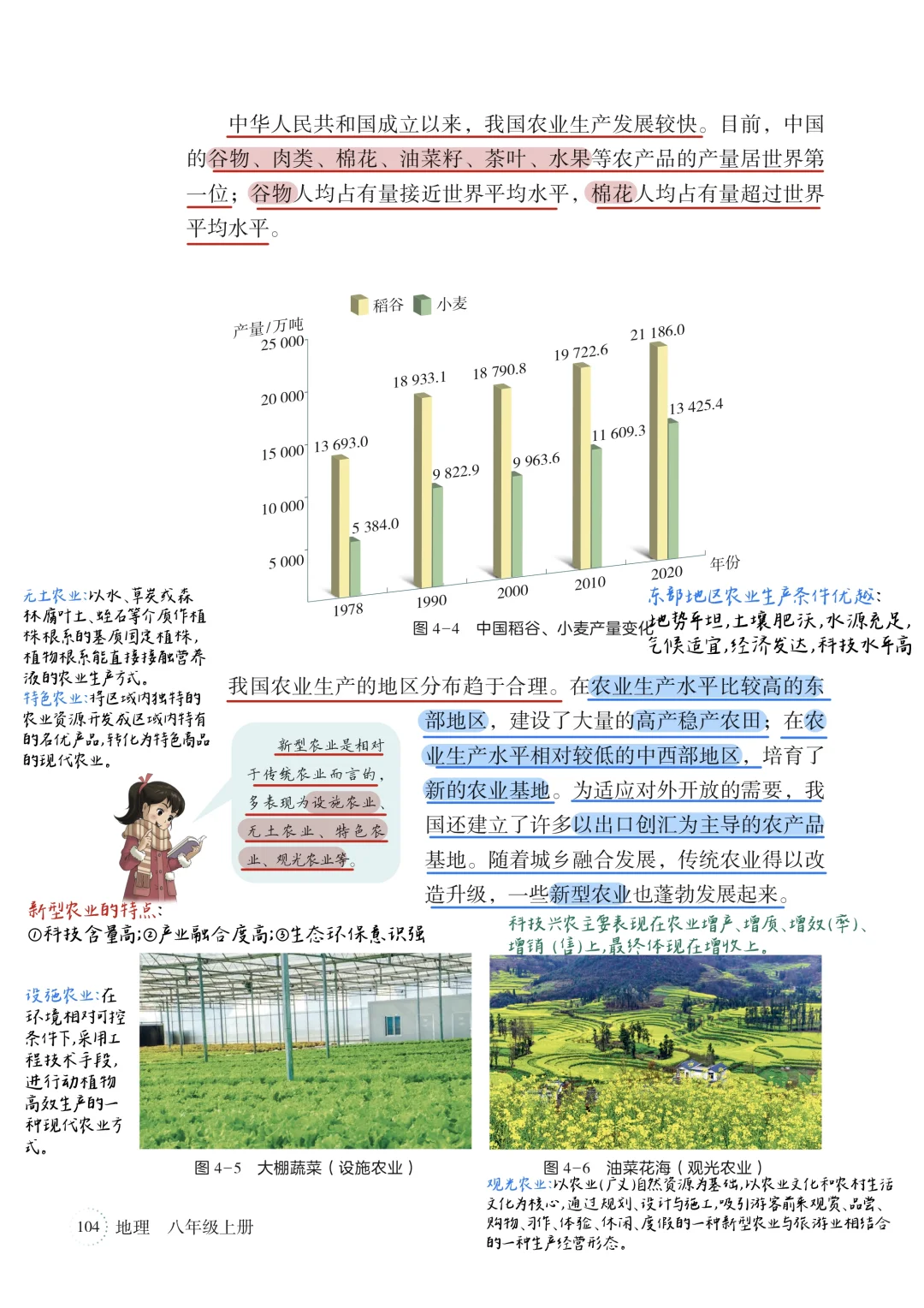 新湘教版八上｜课本笔记｜4.1 中国的农业