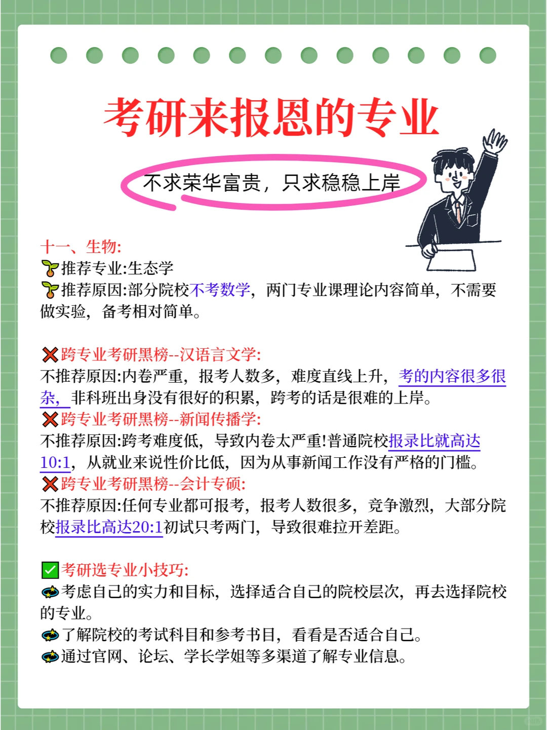 不求荣华富贵，只求得一报恩专业稳稳上岸