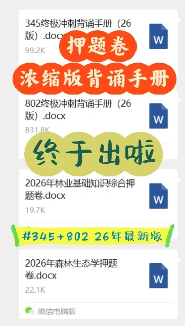 报｜26西南林业大学345+802押题卷新鲜出炉
