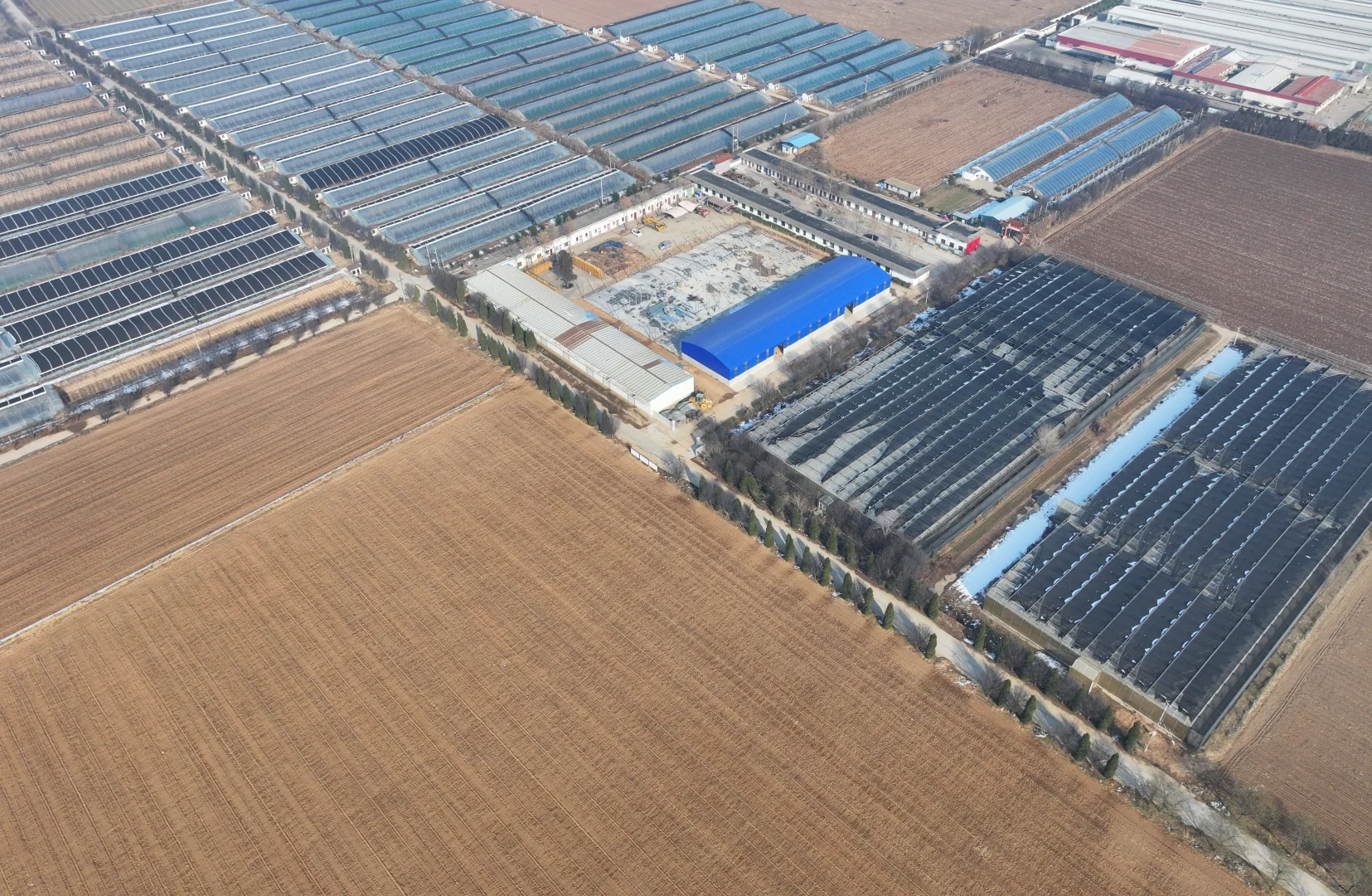 航拍视角•稷王现代农业示范园冬日美景如画