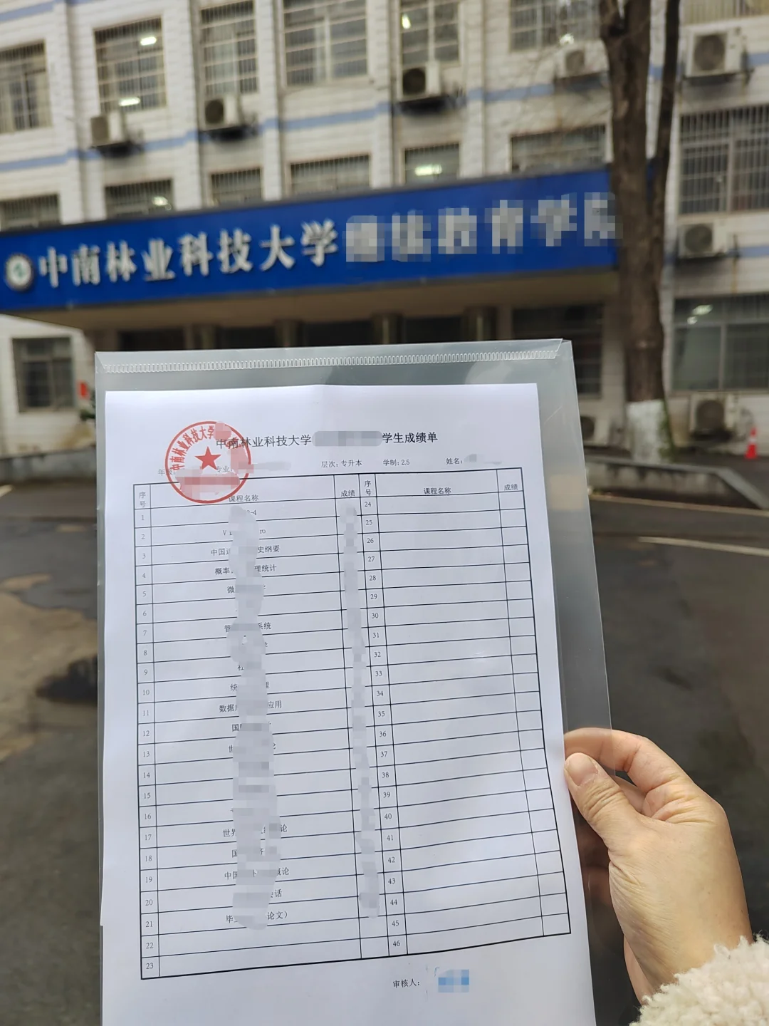 中南林业科技大学成考函授成绩单打印